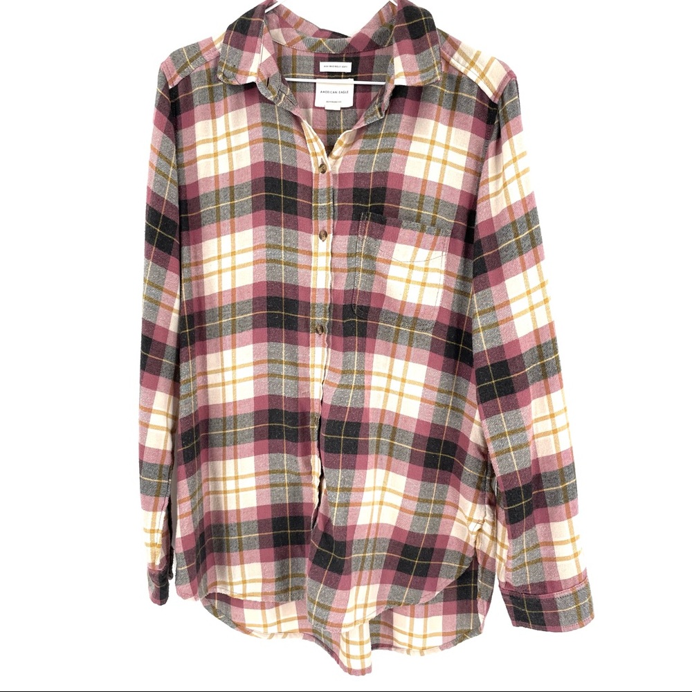 American Eagle Long Sleeve Button Plaid Flannel M
